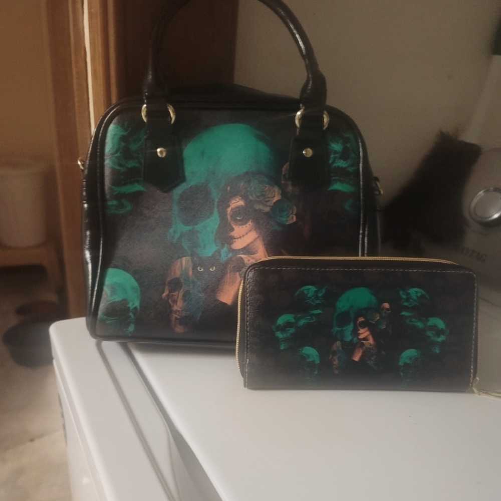 Liquorbrand  Day of the dead purse and matching wallet